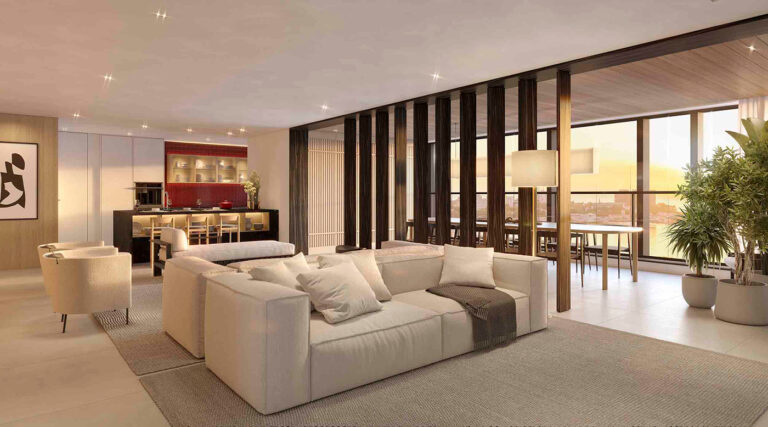 CAPITOLO by Piero Lissoni-Perspectiva ilustrada do living decorado do apartamento (1)