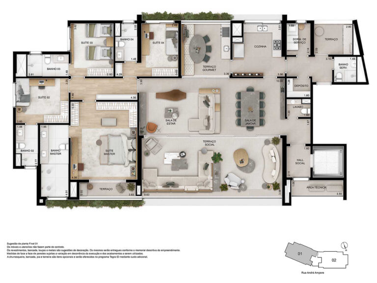 Ampère Brooklin-Planta Tipo 262m²